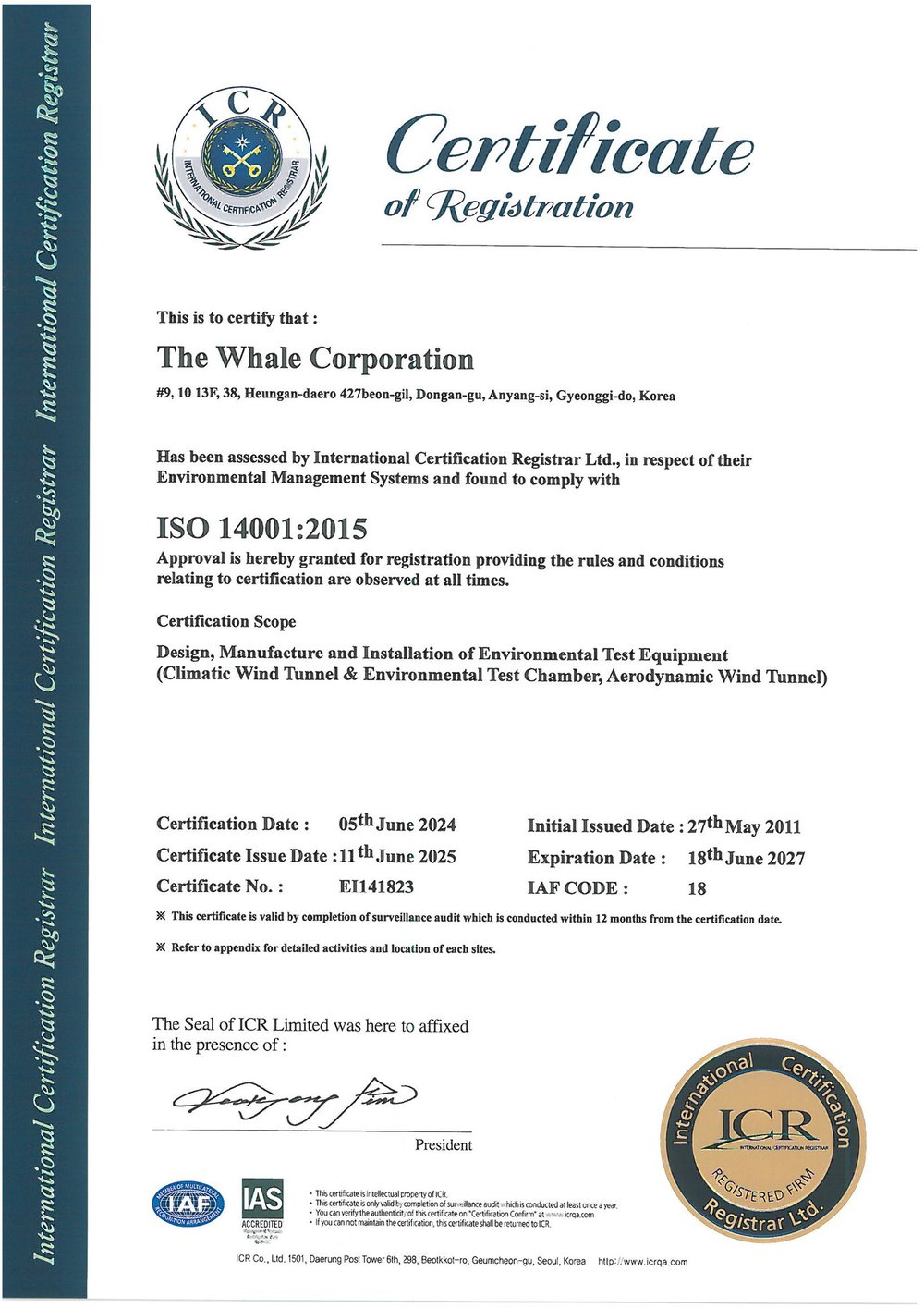ISO 14001 : 2015 Environmental Management System (영문) · EI141823